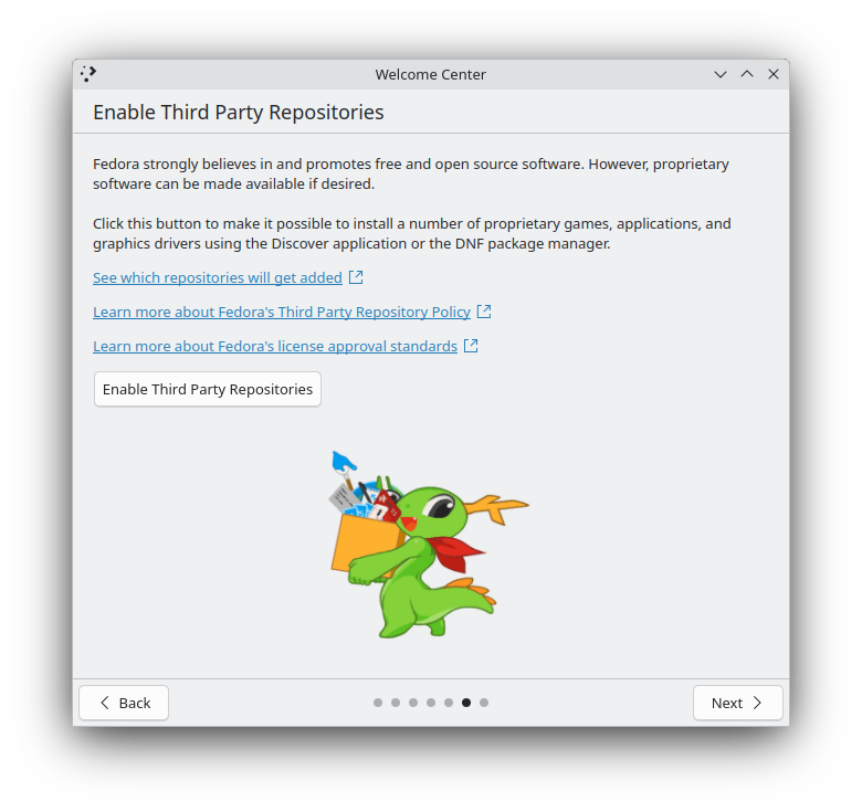 Extra repositories dialog